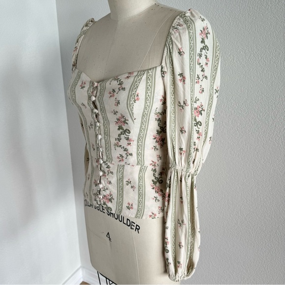 Reformation Cera Puff Sleeve Long Sleeve Top Size 4 - Picture 6 of 9